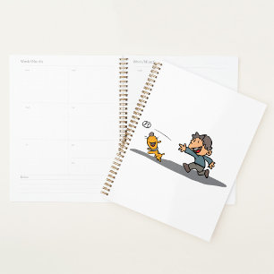 Fun Cartoon Boy and Dog Playing Fetch  Planner