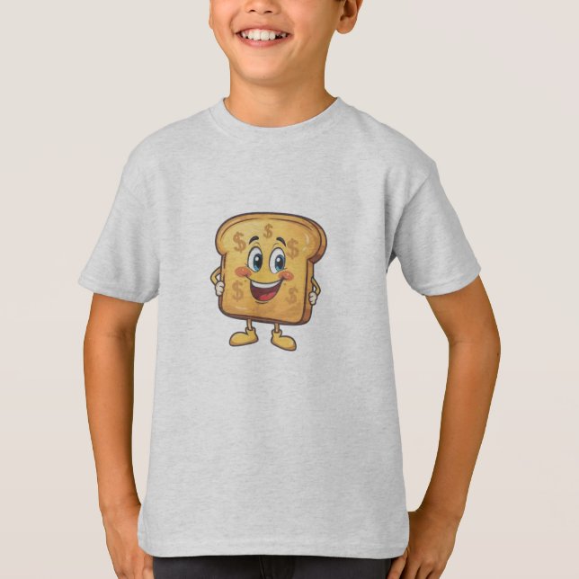 Fun Cartoon Bread Dollar Sign Graphic Tee (Front)