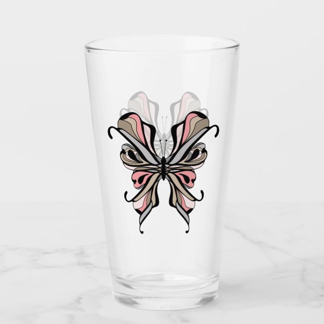 Fun cartoon buttefly fauna tatoo cute kids glass (Front)