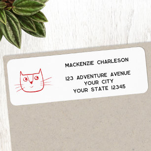 Fun Cartoon Cat Personalised Return Address