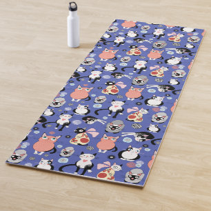 Fun Cartoon Cats Yoga Mat