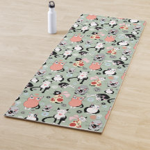 Fun Cartoon Cats Yoga Mat