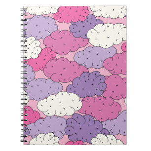 Fun cartoon clouds. Vintage repeat. Notebook