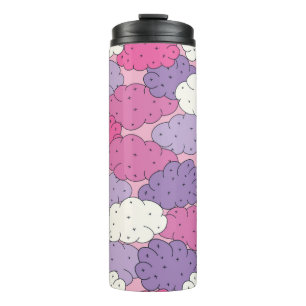 Fun cartoon clouds. Vintage repeat. Thermal Tumbler