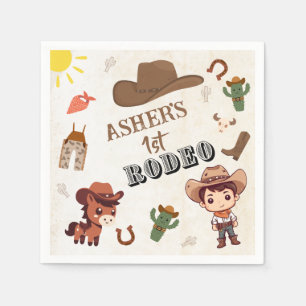 Fun Cartoon Cowboy   Kids Wild West Birthday Napkin