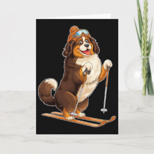 Fun Cartoon Dog Enjoying Skiing Card