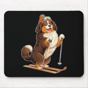 Fun Cartoon Dog Enjoying Skiing Mouse Mat