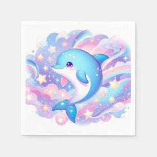 Fun Cartoon Dolphin Baby Shower Napkin
