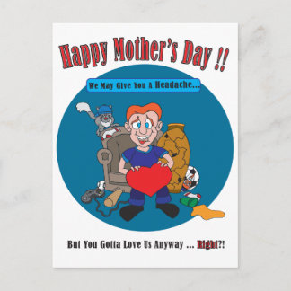 Fun Cartoon Kids Happy Mother's Day Postcard