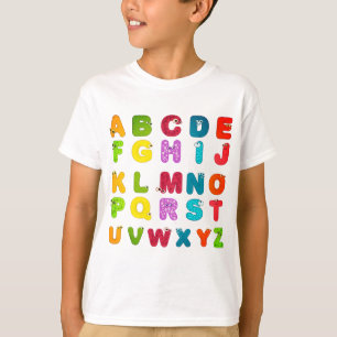 Fun Cartoon Letters Alphabet Print T-Shirt