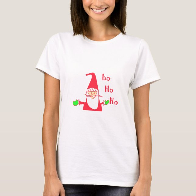 Fun Cartoon Mouse Santa Ho Ho Ho T-Shirt (Front)