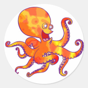 Fun Cartoon Octopus Sticker