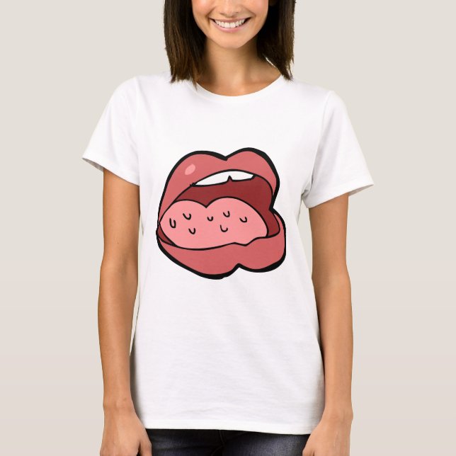 Fun Cartoon Open Mouth and Lips T-Shirt (Front)