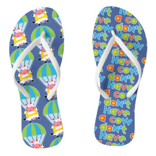 Fun Cartoon Parachute Cow Flip Flops