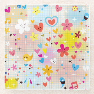 fun cartoon pattern glass coaster