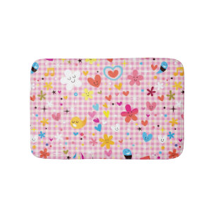 fun cartoon pattern pink bath mat