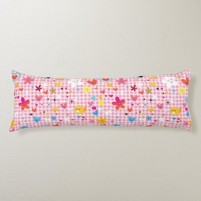 fun cartoon pattern pink body cushion (Front)