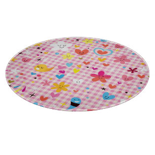 fun cartoon pattern pink cutting board