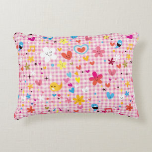 fun cartoon pattern pink decorative cushion