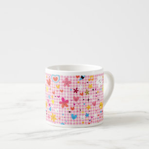 fun cartoon pattern pink espresso cup