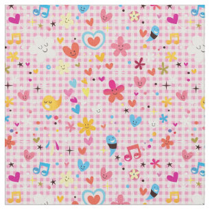 fun cartoon pattern pink fabric
