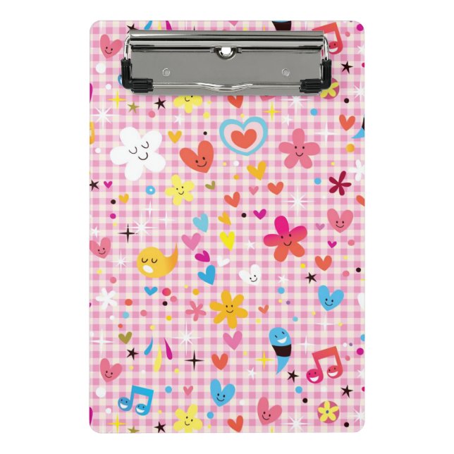 fun cartoon pattern pink mini clipboard (Front)