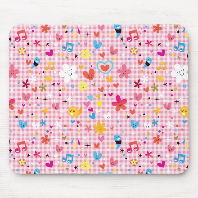 fun cartoon pattern pink mouse mat (Front)