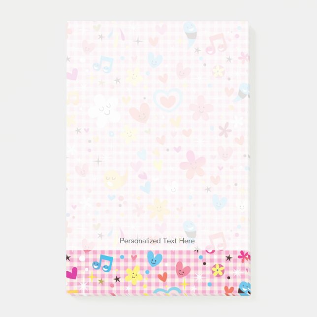 fun cartoon pattern pink post-it notes (Front)