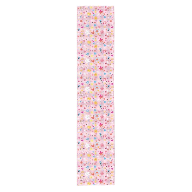 fun cartoon pattern pink short table runner (Front)