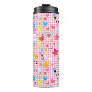 fun cartoon pattern pink thermal tumbler