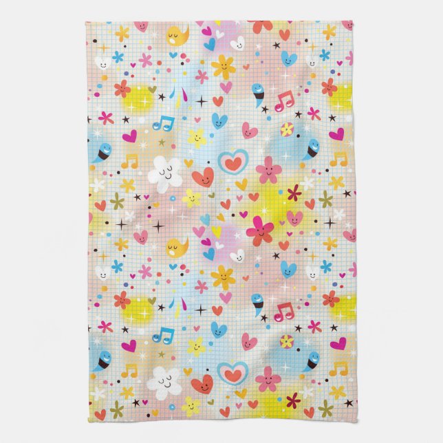fun cartoon pattern tea towel (Vertical)