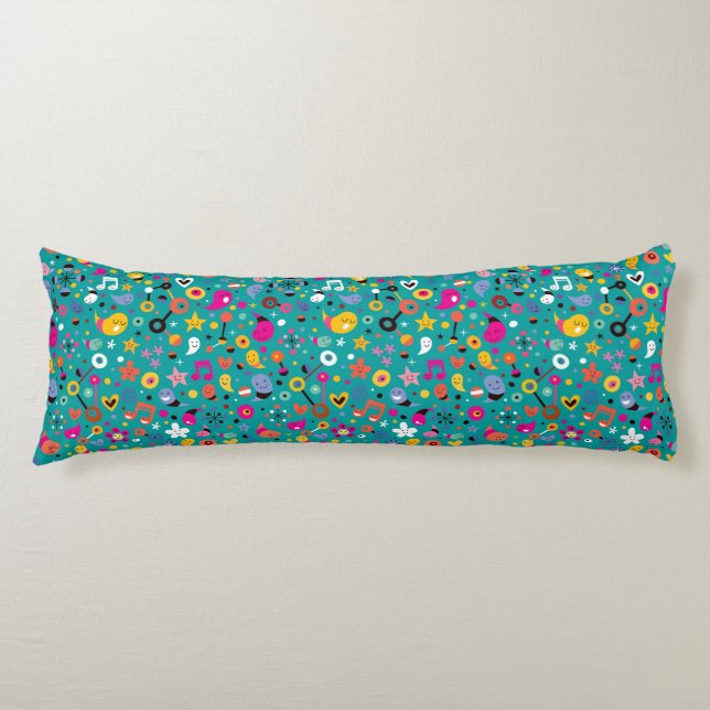 fun cartoon pattern teal body cushion (Front)