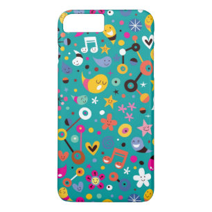 fun cartoon pattern teal iPhone 8 plus/7 plus case