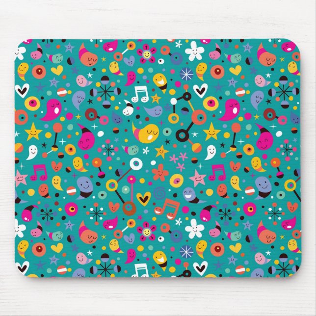 fun cartoon pattern teal mouse mat (Front)