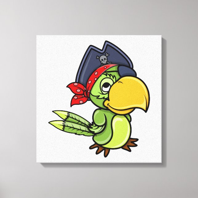 Fun Cartoon Pirate Parrot Canvas Print (Front)