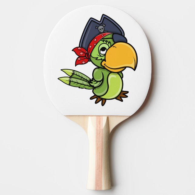 Fun Cartoon Pirate Parrot Ping Pong Paddle (Front)