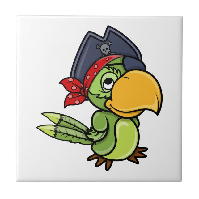 Fun Cartoon Pirate Parrot Tile (Front)