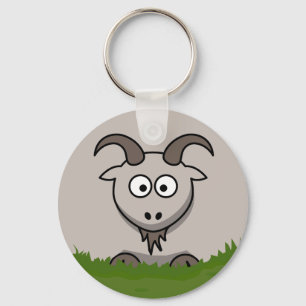 Fun Cartoon Round Goat Key Ring