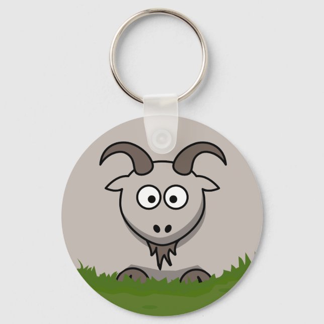 Fun Cartoon Round Goat Key Ring (Front)