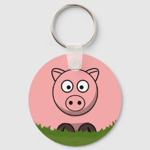 Fun Cartoon Round Pig  Key Ring