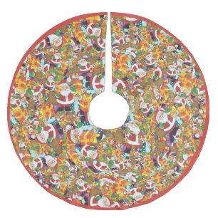 Fun Cartoon Santa Claus GIft Bag Brushed Polyester Tree Skirt