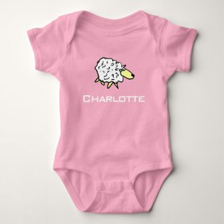 Fun Cartoon Sheep Design. Add Choice of Name. Baby Bodysuit