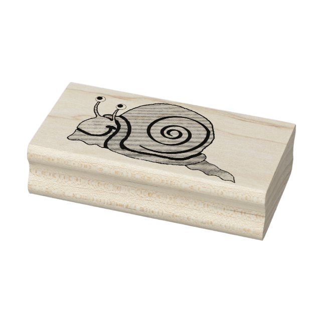 Fun Cartoon Snail Swirl on Shell Round Eyes Rubber Stamp (Stamp)
