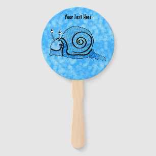 Fun Cartoon Snail Tie Dye Blue Shell White Eyes Hand Fan