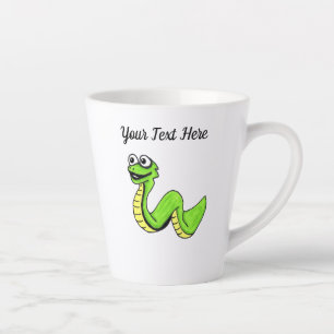 Fun Cartoon Snake Big eyes Bright Green Yellow Latte Mug