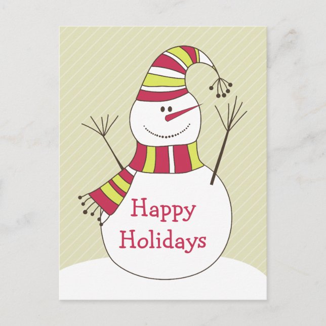 Fun Cartoon Snowman Happy Holidays Postcard (Front)