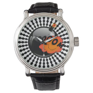 Fun Cartoon-Style Bomb BOOM Op Art Watch