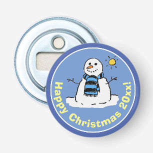 Fun Cartoon-Style Snowman Christmas Bottle Opener