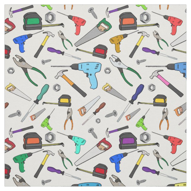 Fun Cartoon Tools Hardware Illustration Pattern Fabric (Swatch)