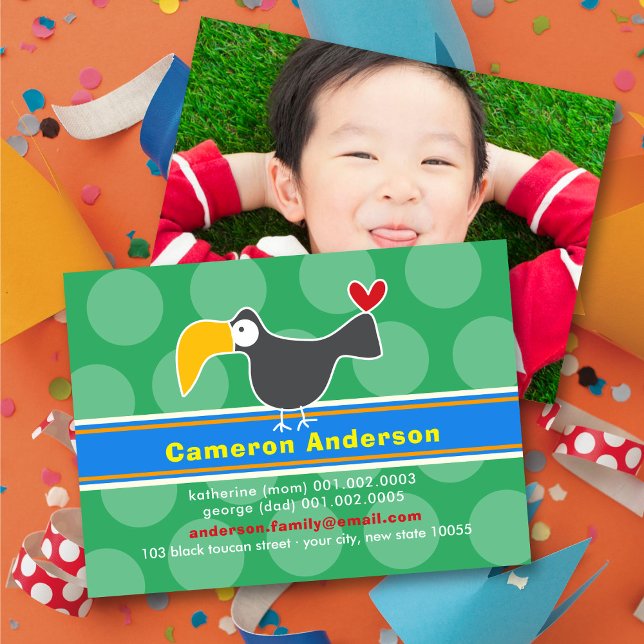 Fun Cartoon Toucan Bird Colourful Kid Profile Phot Calling Card (Creator Uploaded)
